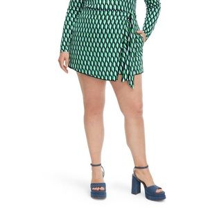 DVF for target side wrap green geo mini skort